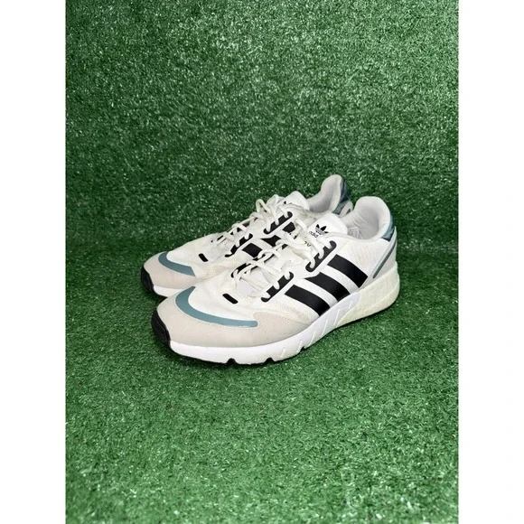 Adidas Mens Size 9.5 ZX 1K Boost White Running Shoes Walking Comfort Sneakers - Picture 3 of 9